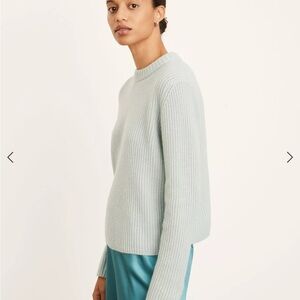 Vince Blue Cashmere Shaker Rib Pullover Sweater